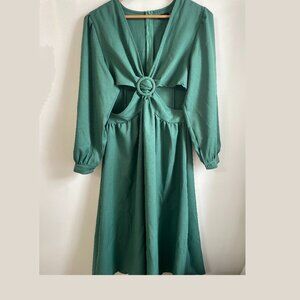 Boohoo Green dress with rib cage cut outs Size 10